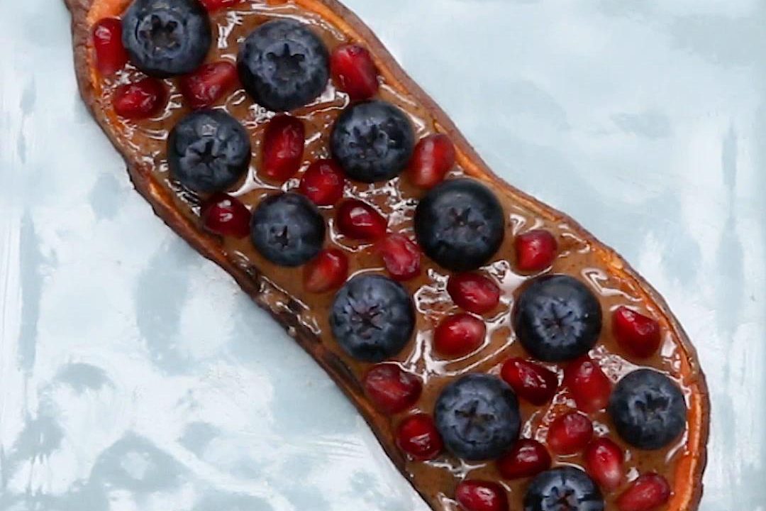 Sweet Potato Toast With Almond Butter & Berries
