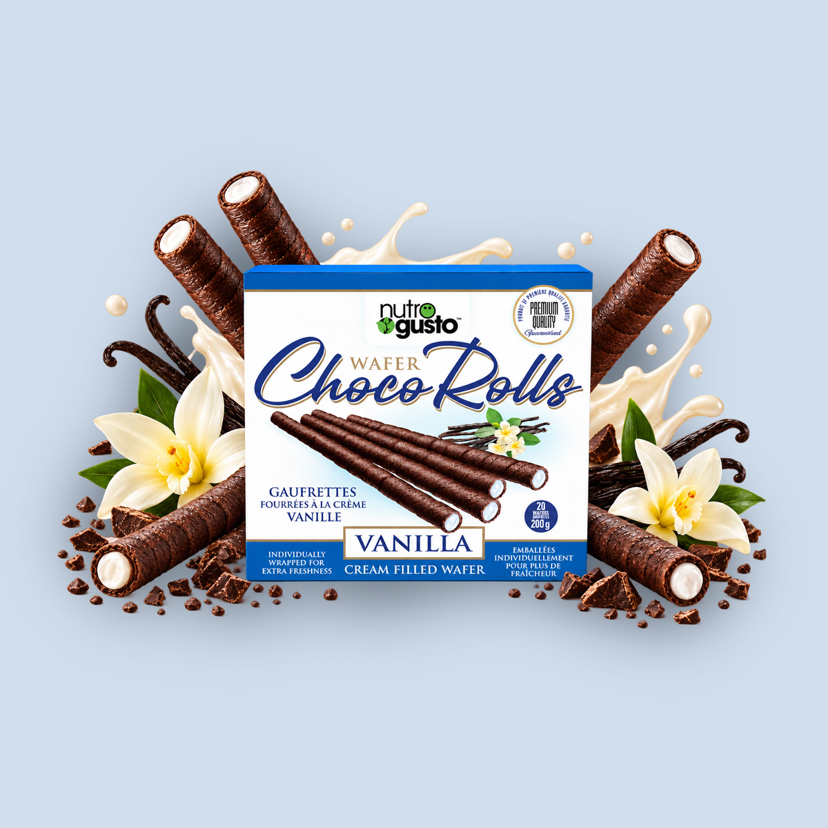 Vanilla Cream Filled Wafer Rolls 200g