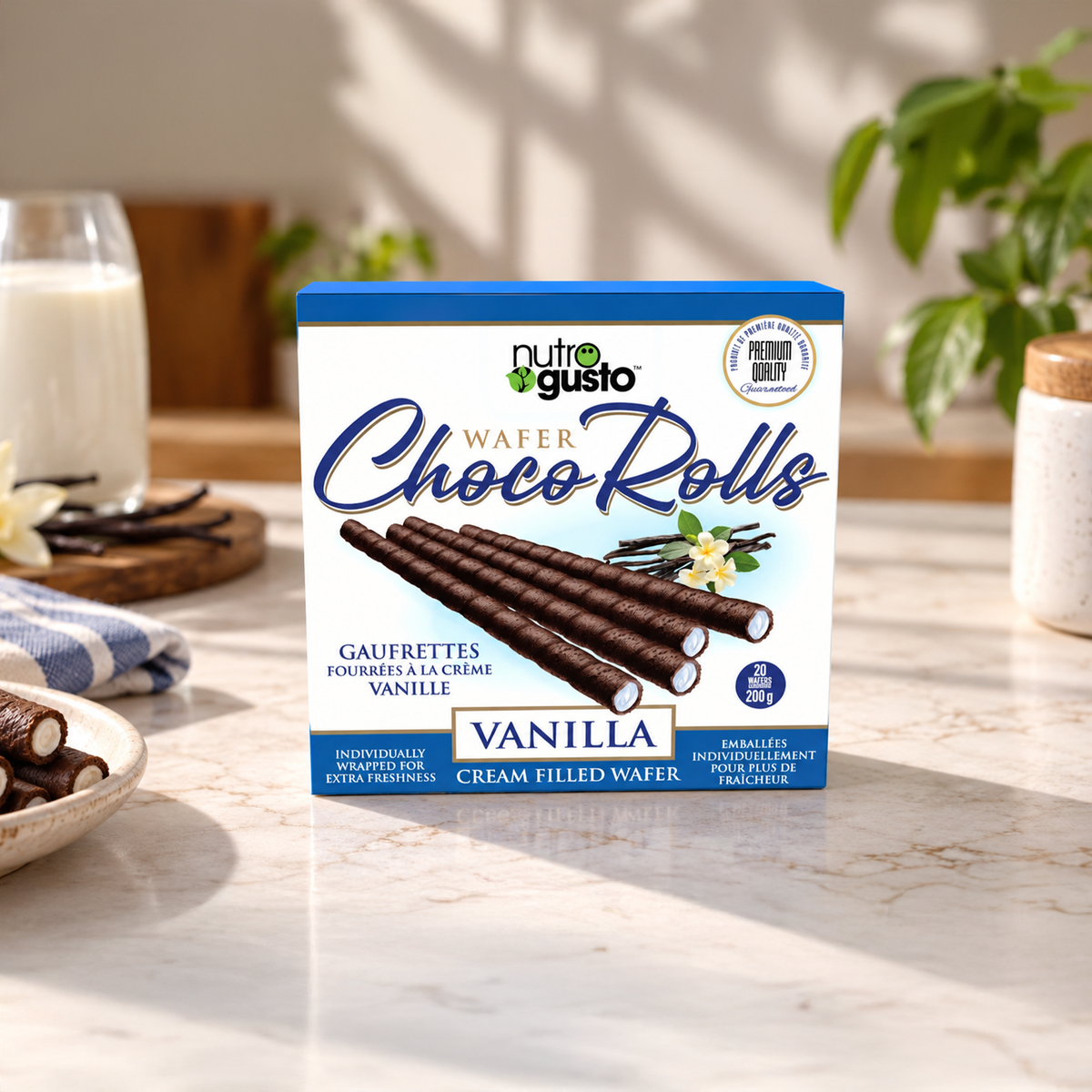 Vanilla Cream Filled Wafer Rolls 200g