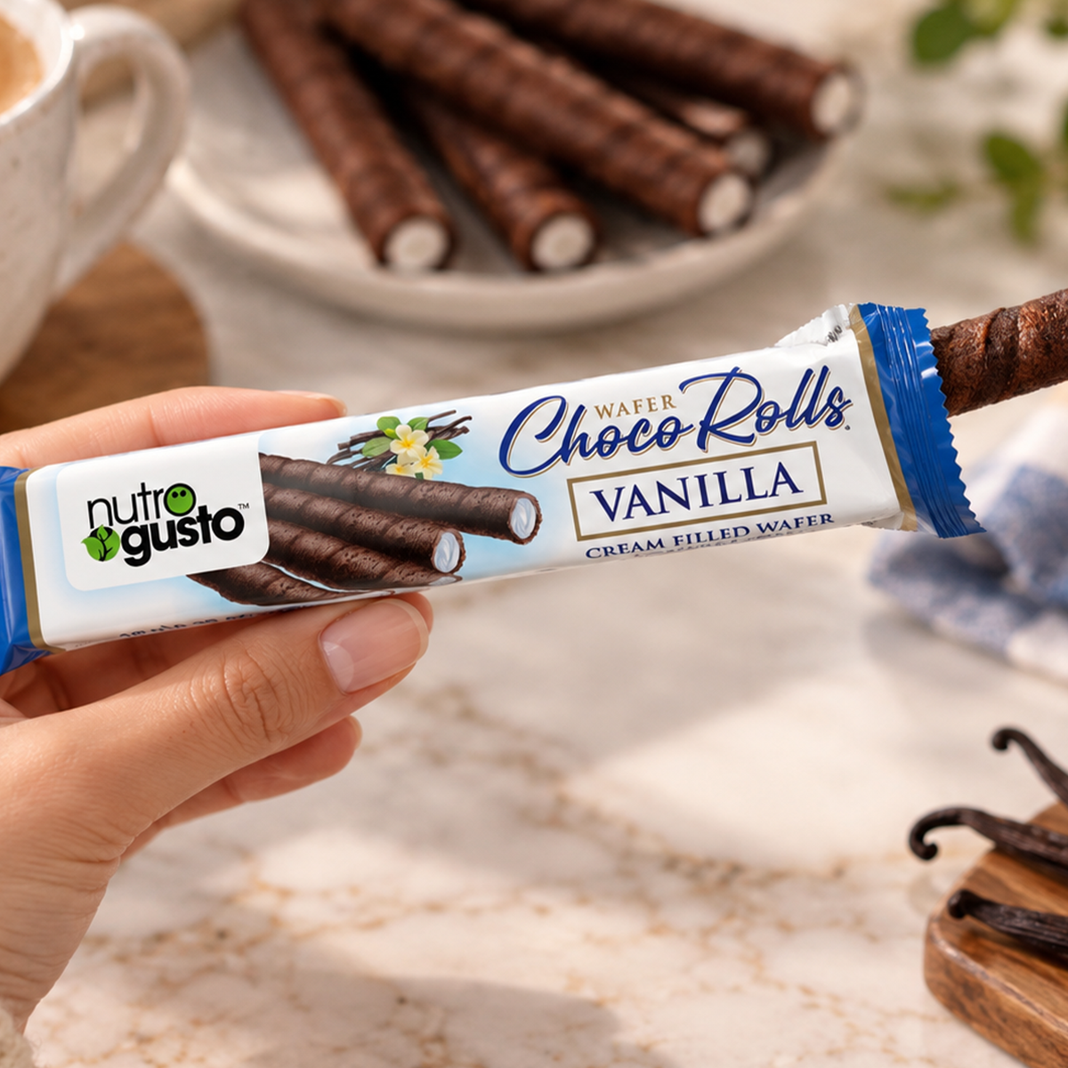Vanilla Cream Filled Wafer Rolls 200g
